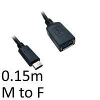 Cartridge World USB 3.0 A (F) to USB 3.1 C (M) 0.15m Black OEM Data Adapter 