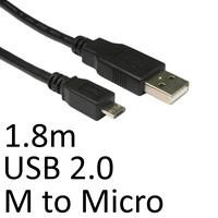 Cartridge World USB 2.0 A (M) to USB 2.0 Micro B (M) 1.8m Black OEM Data Cable 