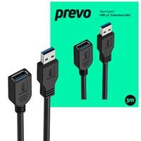  Prevo USBM-USBF-3M USB 3.0 Extension Cable, USB 3.0 Type-A (M) to USB Type-A (F), 3m, Black, Up to 5Gbps Transmission Rate, Retail Box Packaging 