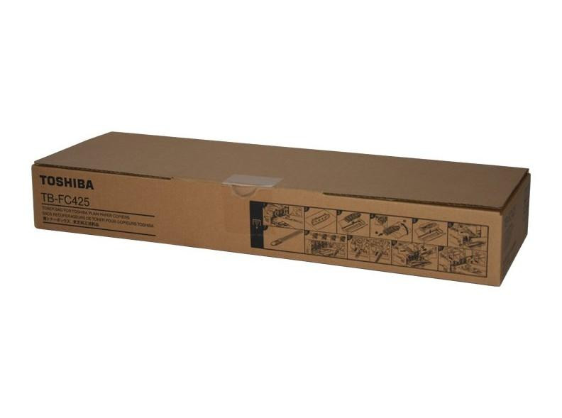 Toshiba 2525/3025/3525/4525/5525 Waste Toner Bottle 6AG00009839, original toner waste disposal container in a long brown cardboard box with instructional graphics on the side.