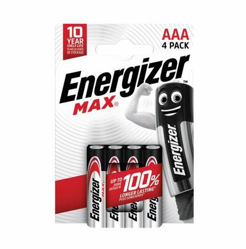  Energizer Max AAA Alkaline Batteries (Pack 4) - E300816100 