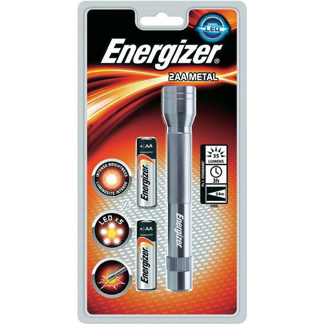  Energizer Flash Light Metal Torch 5 x LED 2 x AA Batteries - E300695901 