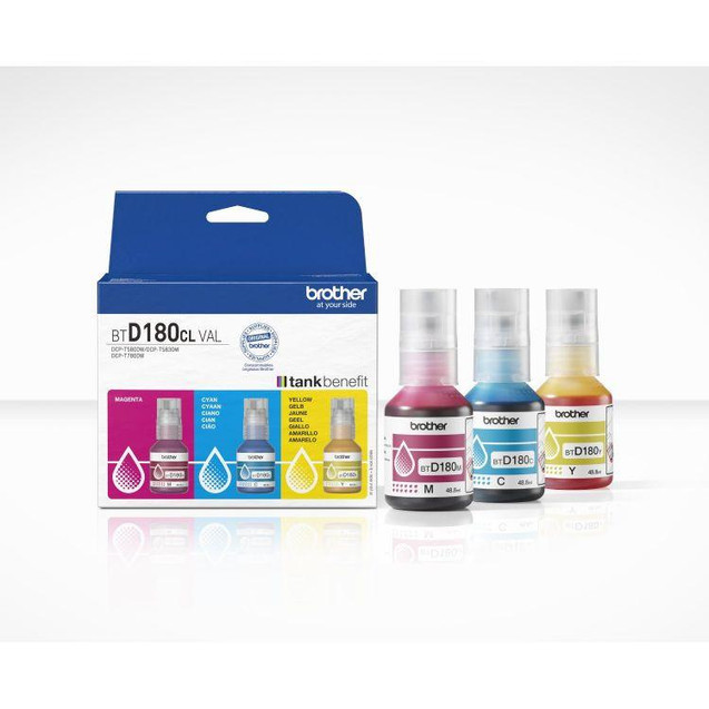  Brother BTD180CLVAL C-M-Y Ink Bottles 48.8ml 