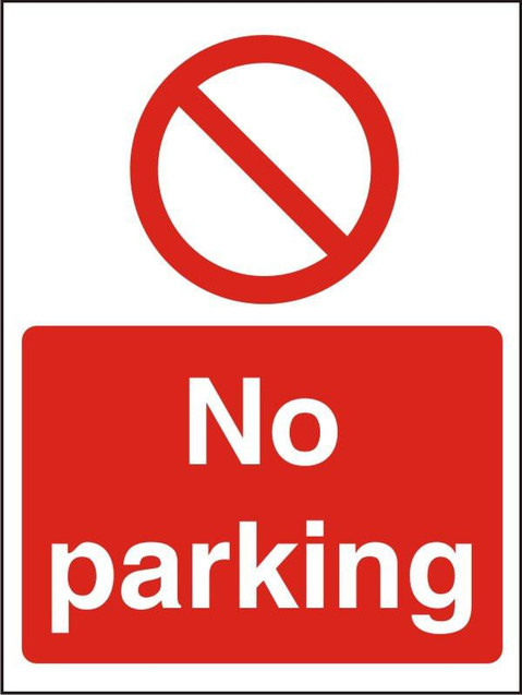 Seco No Parking Semi Rigid Plastic Sign, red and white no parking warning sign with a prohibitory symbol and bold text