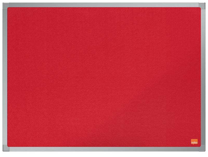 Nobo Essence Felt Board, red felt panel with grey aluminum frame for office or classroom display.