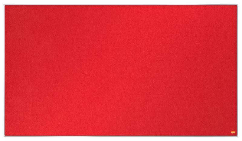 Nobo ImpPro Felt Board, red felt display board measuring 1220x690mm for presentations and visual displays.