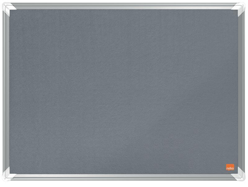 Nobo PremPls Felt Board GY 600x450mm, gray felt notice board suitable for display and organization.