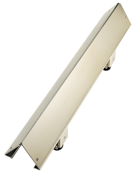 Rapid Saddle Runner 106E, metallic elongated conveyor with a smooth surface and adjustable height legs.