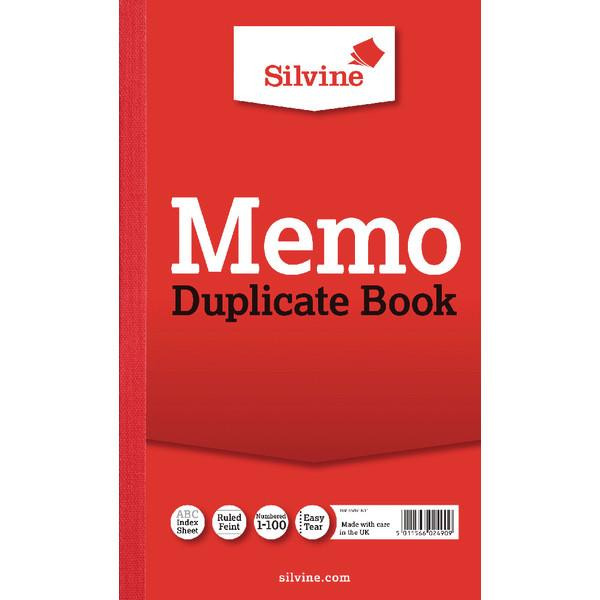 CW Office Silvine Trip Memo Book 210x127mm PK6, red cover with white and black text, features a Memo Duplicate Book design.
