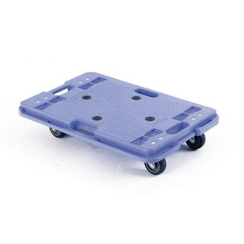 CW Office Stackable Plastic Platform Dolly, blue stackable plastic platform dolly with four wheels for easy moving of heavy loads.