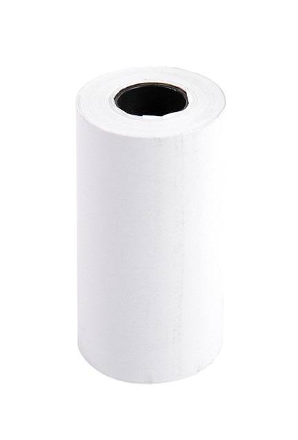 CW Office Therm Roll 55g 1ply 57x30x12 PK20, a roll of white thermal paper for office use isolated on white background.