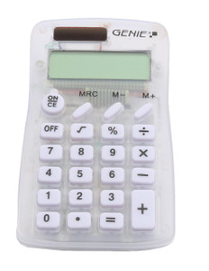 CW Office ValueX 8 Digit Pocket Calculator, transparent plastic display with white buttons and a solar display screen.