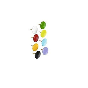CW Office ValueX Drawing Pin 9.5mm Assorted PK50, colorful push pins in various colors including green, white, yellow, red, light blue, purple, and black arranged vertically.