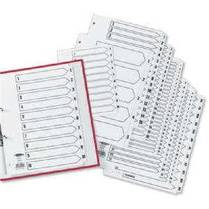 CW Office ValueX Index A4 1-50 Mylar Clear Tabs WT, set of organizing index tabs with multiple templates and numbering options for office and school use.
