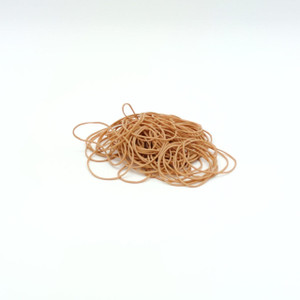 CW Office ValueX Rubber Bands No 18 Natural, a pile of beige rubber bands used for office and packaging purposes.
