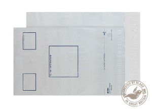 CW Office C4+ Polypost Envelope & Add Panel PK100, white polypost envelopes with blue marking areas for address and postage, and an additional panel for attachments or inserts.