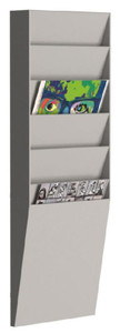 CW Office FastPaper Doc Panel 1x6 Comp A4 GY, a vertical grey document storage panel with six slanted compartments for organizing papers and files.