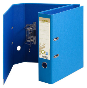 CW Office Forever LAF PremTouch A4 80mm BL PK10, blue arch lever file with metal hooks inside for organizing documents.