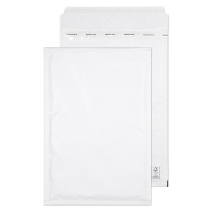 CW Office White P&S Bubble 90gsm 340x220 PK100, image of two white bubble mailing pouches with re-open tape for secure packaging.