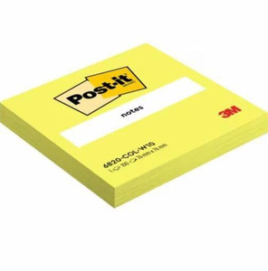 Post-it Post-It Notes Retail Display 76x76mm 100 Sheets Assorted Colours (Pack 10), yellow sticky note pads with Post-it logo and white label on a bright yellow background.