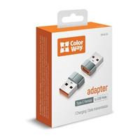 ColorWay Grey Adapter Type-C to USB-A, compact electronic accessory with grey housing connecting Type-C to USB-A devices