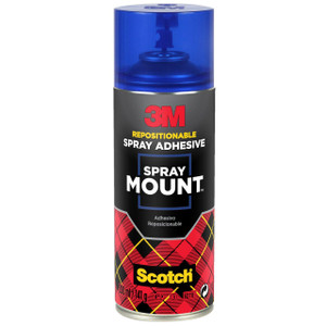 CW Office 3M SprayMount Adhesive Spray 200 ml, a blue can of repositionable spray adhesive with black and red branding.