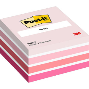 CW Office Post-it® Notes Cube Pink, a pack of 450 sheets of pink sticky notes with 76 mm x 76 mm size, ideal for office organization and note-taking.