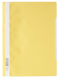 CW Office Durable Clear View A4 Folder Yellow, yellow plastic folder with transparent cover for document organization.