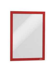 CW Office Durable DURAFRAME Adhesive A4 Red, image of a red-bordered A4-sized display frame with a clear glass or acrylic front.