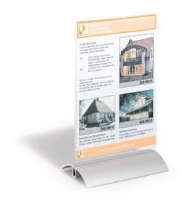 CW Office Durable Table Display PRESENTER A5 Clear, transparent plastic table tent holder for displaying A5-sized documents and images