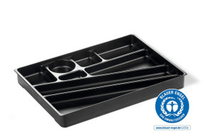 CW Office Durable IDEALBOX Pen Cup Charcoal, black pen holder with multiple compartments for stationery organization.