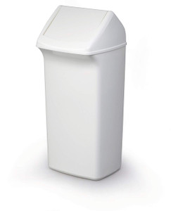 CW Office Durable DURABIN 40L Bin + White Lid, white rectangular trash bin with a lift-up lid designed for office use.