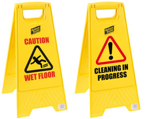 CW Office Standard Wet Floor Sign, yellow caution sign for wet floor and cleaning in progress