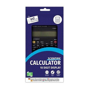 CW Office Scientific Calculator 10 Digit Display with Clip-on Cover, packaging and product photo showing the calculator with a protective cover.