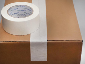 CW Office Pk 6 Masking Tape, white 50mm x 50m tape on brown packaging box.