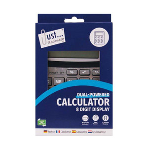 CW Office Midi Calculator 8 digit 104x152mm Dual power, calculator in blue packaging with a clear window showing the calculator inside.