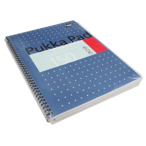 CW Office Pukka Easy-Riter Metallic A4 Pad PK3, blue polka dot spiral-bound notepad with 150 pages for writing and note-taking.