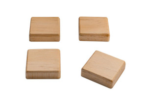 CW Office Square Wooden Magnets (4) BA211, set of four square-shaped wooden magnets in natural wood finish.