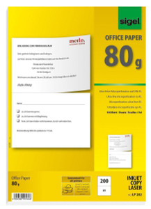 CW Office Sigel Special Microperforated Multipurpose Office Paper A5/A4 80GSM 100 A4 Sheets, yellow packaging with green and black logo, featuring sample document and product details.