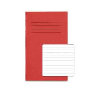 CW Office RHINO A6+ Exercise Book 48 Page Red F7, Pack of 100, with a red cover and lined pages for note-taking or journaling.
