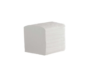CW Office 2 ply white pure bulk pack toilet tissue - 36 x 250 sheets (9000), image of a stack of white toilet tissue sheets in bulk packaging.