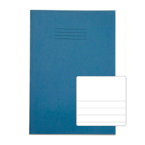 CW Office RHINO 13 x 9 Oversized Exercise Book 48 Page Light Blue TB/F12 pack of 10, featuring a light blue cover with lines for labeling and a white label area for customization.