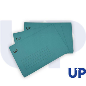 CW Office UP Full Flap Document Wallet Pack of 50 - Blue, an image showing a pack of blue full flap document wallets with UP branding, designed for organizing and storing documents.