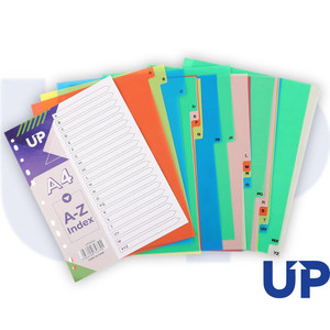 CW Office UP Index Polypropylene A4 A-Z Multicolour, color-coded filing dividers with alphabet labels and indexed tabs for organized document management.