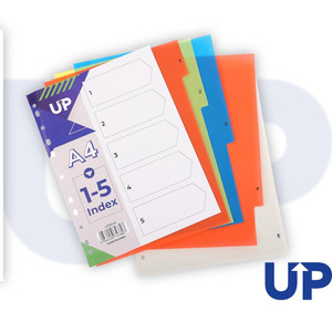 CW Office UP Index Polypropylene A4 1-5 Multicolour file, colorful assorted dividers for organizing documents.
