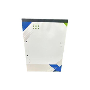 CW Office Feint Ruled Margin Head Bound Refill Pad 160 Pages A4 Pack of 10, plain white refill pad with colored geometric design at top and bottom edges.