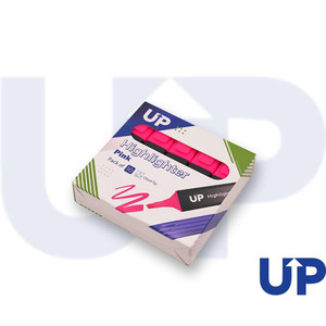 CW Office UP Highlighter Pink, pack of 10 fluorescent pink highlighters with chisel tips in a colorful box