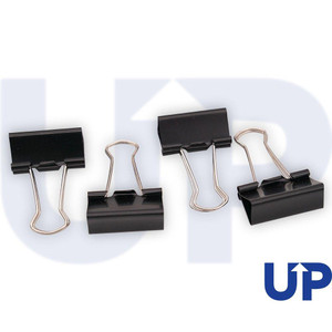 CW Office UP 32mm Foldback Clip (10), black metal paper clips with silver wire handles for binding and organizing documents.