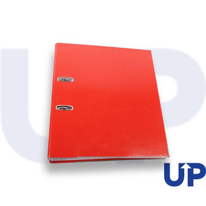 CW Office UP A4 70mm Lever Arch File - Red, image of a flat-packed, easy-to-assemble red lever arch file suitable for office or school use, featuring a sturdy design with metal lever arch mechanism.