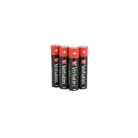 Various Verbatim (49920) AAA Battery Alkaline 4 Pack, image showing four AAA batteries with black and red packaging.